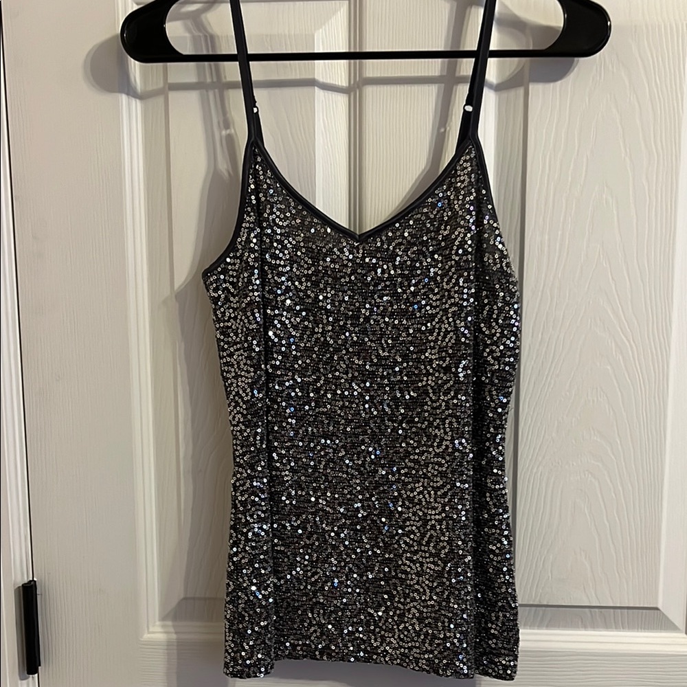 Express Sequin Grey Camisole Top